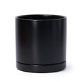D'vine Dev 8.2 Inch Ceramic Planter Pot with Drainage Hole and Saucer, Indoor Cylinder Round Planter Pot, Black, 94-O-D-2