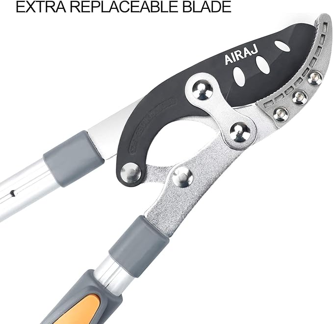 AIRAJ Telescoping Anvil Loppers, Heavy Duty Branch Cutter Tree Trimmer with SK5 Steel Spare Blade, 27-41''Adjustable Aluminum Handle, Labor-Saving Garden Tools for Cutting Thick Branches Up to 2 Inch