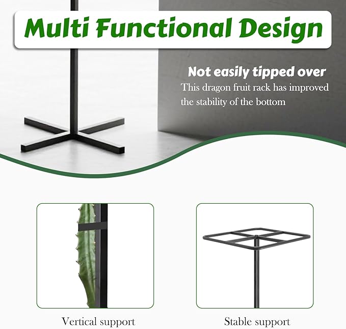 Metal Dragon Fruit Trellis，Adjustable Dragon Fruit Plant Trellis for Vertical Gardening and Climbing Plants Trees Cactus Garden Outdoor Indoor Potted Support （Black）