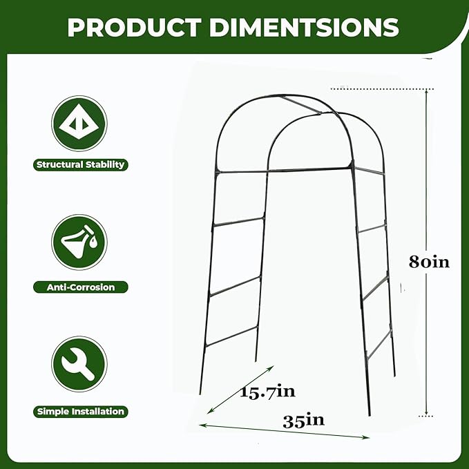 Garden Arch Trellis for Climbing Plants Outdoor 6.7 ft Height Large Tunnel Trellis Support for Vegetables Plant Cucumber Trellis for Garden Raised Bed, Black