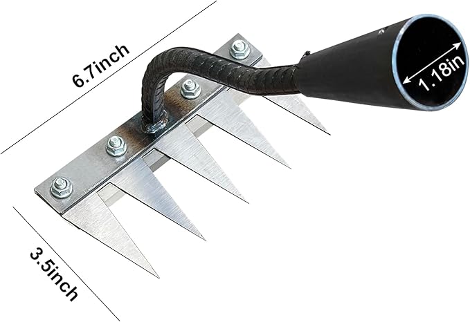 Ironrake The Heavy-Duty Iron Weeding Rake,1pc Iron Rake for Gardening and Weeding with 5 Metal Tines,Weeding Rake for Sturdy Dethatching,Ironrake for Backyard Lawn Loosening Planting Weeding (5 TINES)