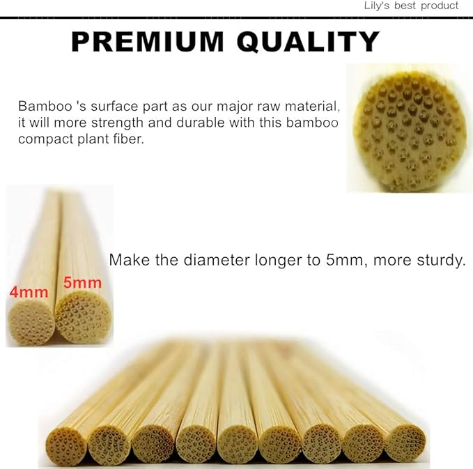 HOPELF 50 Pack 12" Bamboo Plant Stakes for Wood Garden Sticks，Wooden Plant Supports，Indoor Gardening Plant Supports，Floral Plant Support ，Potted Plants，Crafts, More Size Choices 8"/12"/16"