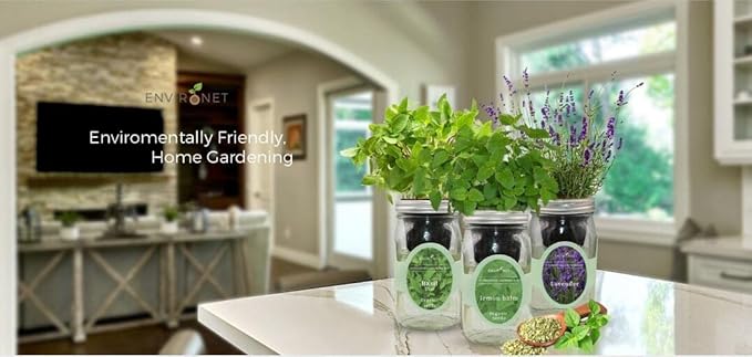 Hydroponic Herb Growing Kit, Self-Watering Mason Jar Herb Garden Starter Kit Indoor, Grow Your Own Herbs from Organic Seeds (Chives)