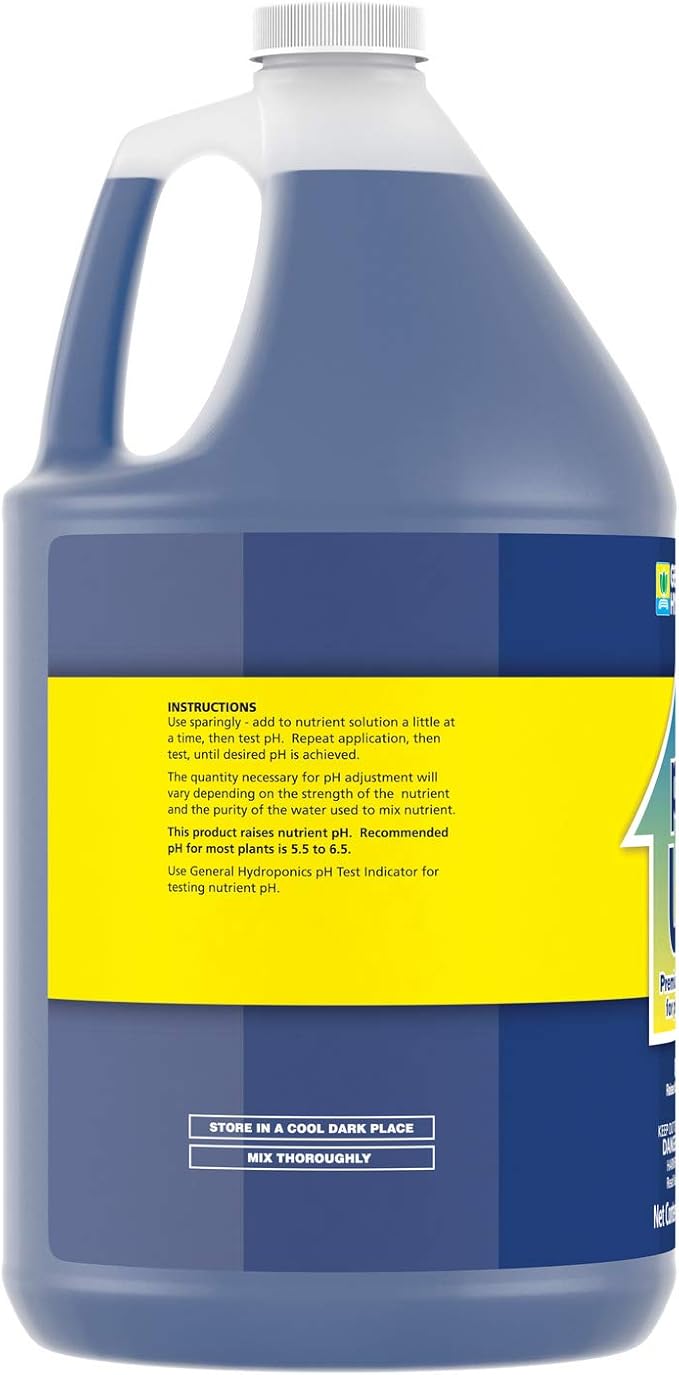 General Hydroponics HGC722095 pH Up Liquid Premium Buffering for Stability, 1 Gallon, Blue