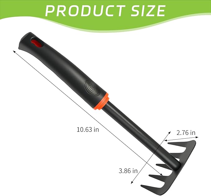 Mini Garden Rake, Garden Tool Hand Tiller Grass Rake for Flower Beds, Patio, Garden Loosening Soil Weeding Digging