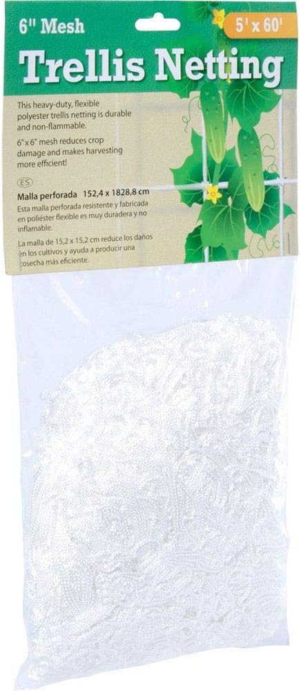 Hydrofarm HGN60 Flexible String, 5' x 60', 6'' Mesh Trellis Netting, 5'x60'