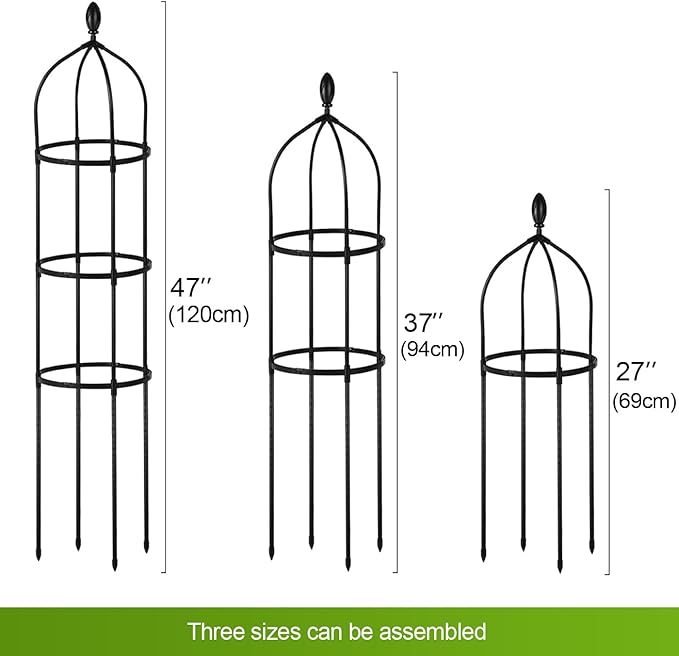 Tower Obelisk Garden Trellis for Climbing Plant,48inch Rustproof Fiberglass Potted Plant Support for Indoor Outdoor Vegetable Fruits Climbing Vines Flowers Stands Comes with 20 Ties (1 Pack)
