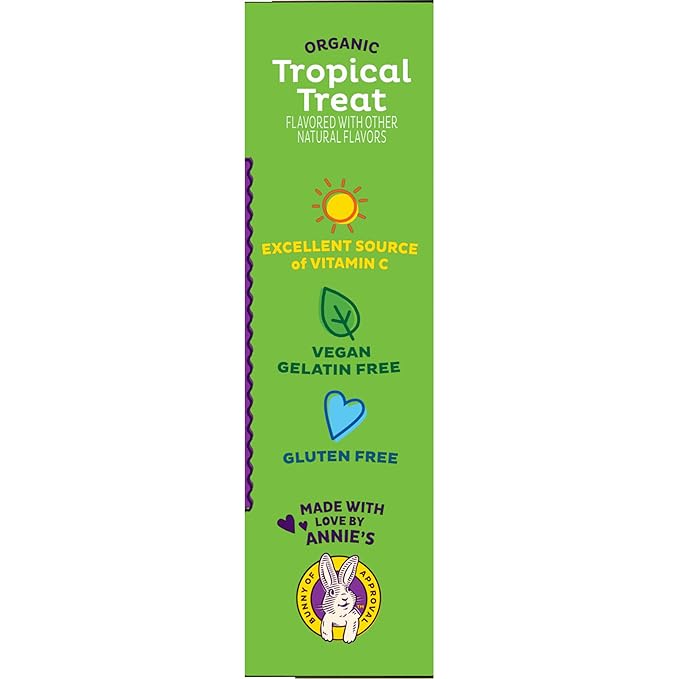 Annie's Organic Bunny Fruit Flavored Snacks, Tropical Treat, Gluten Free, 10 Pouches, 7 oz