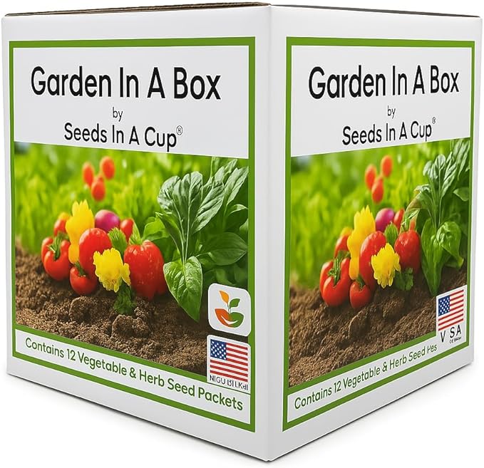 Seeds In A Cup® Custom Garden in A Box – 10-Pack Grow Kit with 50+ Vegetable & Herb Seed Options, Complete Indoor/Outdoor All-in-One Gardening Starter for Beginners, Families & Food Love