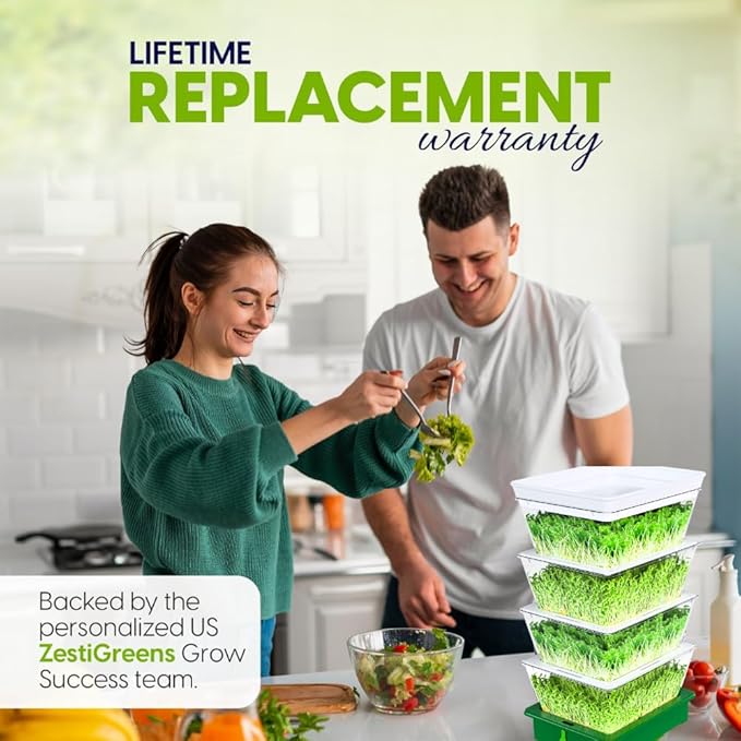 2026 Upgraded 4-Tier Stackable Seed Sprouter with Air Holes & Easy Sink-Draining Spout Tray – Soil-Free Sprouting System for Broccoli, Alfalfa & Bean Sprouts.