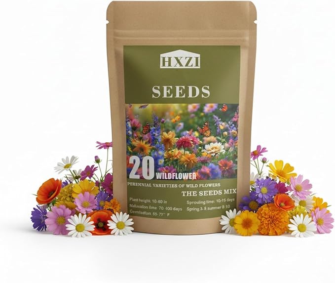 Wildflower Seeds Mixed, Perennial Flower Seeds fo Plating (2 Ounces)