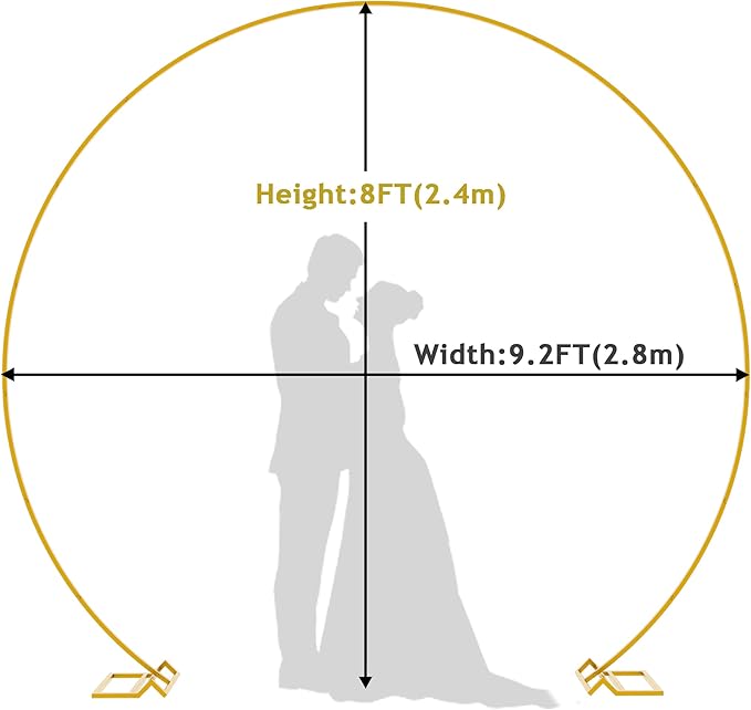 Wokceer 9.2 FT Large Circle Balloon Arch Stand Gold Metal Round Arch Backdrop Stand for Wedding Ceremony Birthday Party Bridal Shower Anniversary Background Decoration
