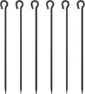 30 Inch Rebar Stakes Heavy Duty 6 Pack Tent Stakes with Loop 1/2 Inch Diameter Tarp Pegs Tree Stakes and Supports Ground Anchors Garden Rope Fence Stakes for Outdoor Camping and Yard, Black