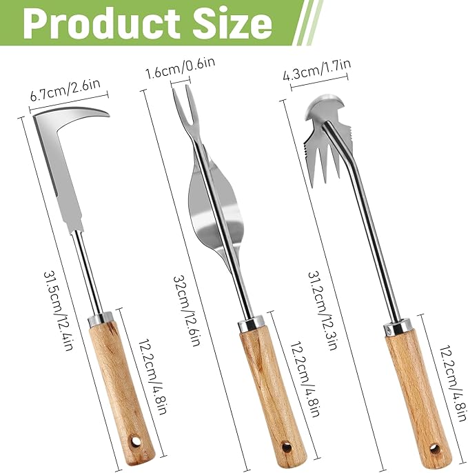 3 Pcs Set Weed Puller Tool,Hand Weeder Tool,4Teeth Uprooting Weeding Tool, Crack and Crevice Weeder, Gardening Weeding Artifact Tool