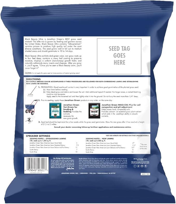 Jonathan Green (10321) Black Beauty Ultra Grass Seed - Cool Season Lawn Seed (3 lb)