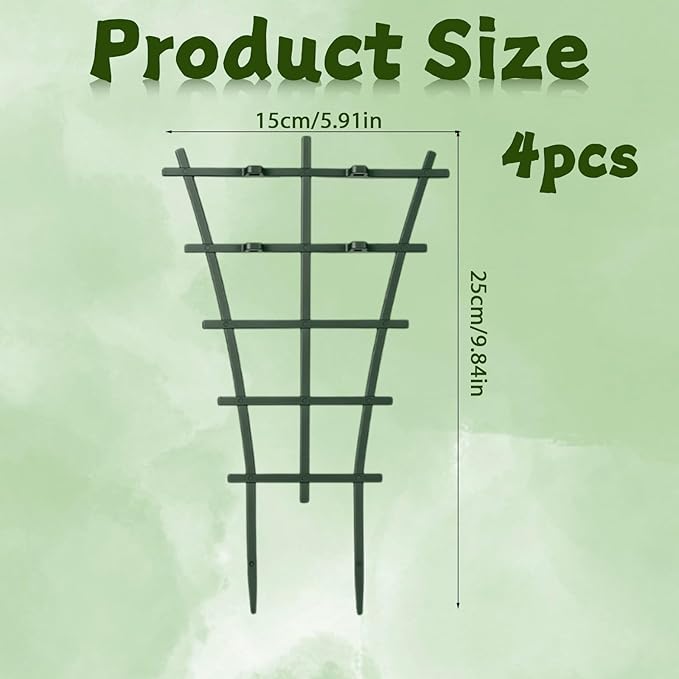 4 Pcs Mini Trellis, Plastic Garden Plant Support, Small Plant Trellis for Climbing Potted Plants, Indoor Outdoor Flower Vine Training Frame
