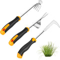 Garden Uprooting Weeding Tools - 3 Pack Hand Held Weeder Puller Tool Set, Rubber Handle, Weed Remover for Garden Farm Weeding