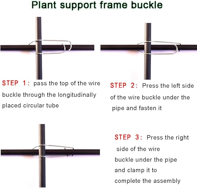 20 Pcs Garden Pile Connecting Stakes Clip, Plant Grid Clip, Connector, Galvanized Steel Clip Trellis Clips Plant Climbing Frame Buckles for Tomato Cucumber Eggplant Vegetable（16mm/0.63In）