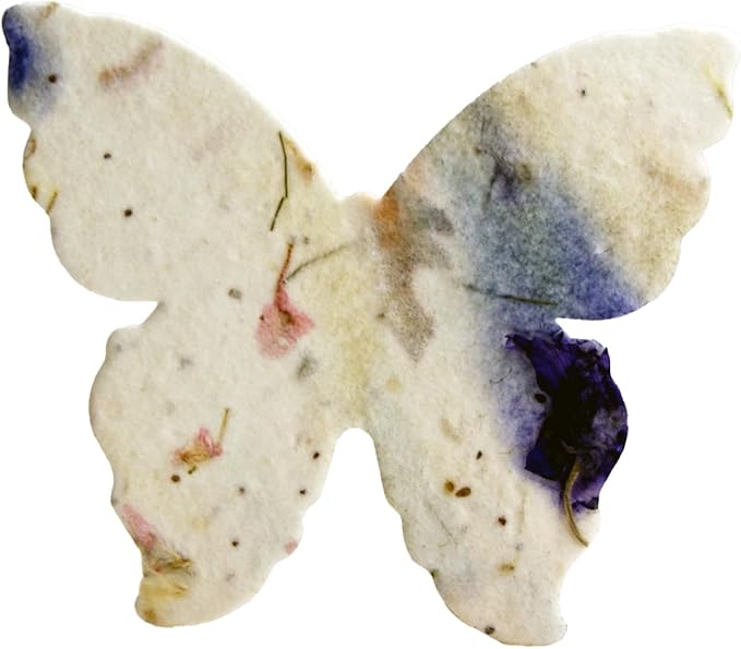 Of The Earth Handmade Paper - Wildflower Seed Paper Butterfly Shape - Large 3" - Set of 24 (45s Purple Recycled)