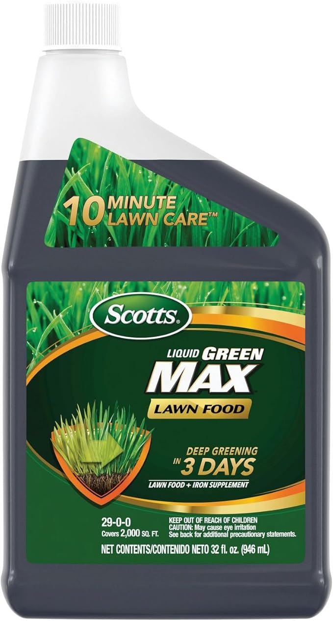 Scotts Liquid Green Max Lawn Food Refill, Lawn Fertilizer and Iron Supplement, for Any Grass Type, 29-0-0, 32 fl. oz.