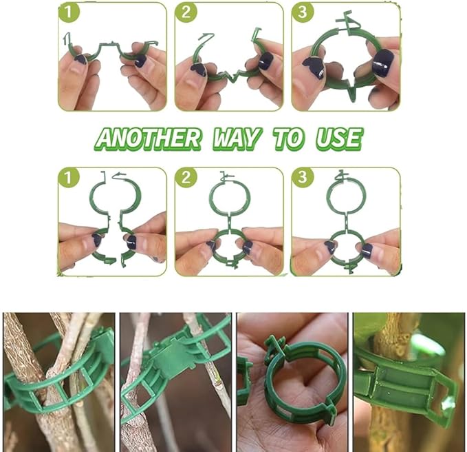 Plant Support Clips 50 PCS Reusable Tomato Clips Plastic Trellis Clips Garden Clips Secured Plastic Plant Clip for Climbing Plants Tomato Grape Vine Vegetables Plant Fixing Clips, 1.18" Inner Diameter