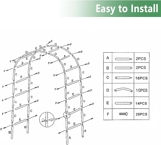 7.9 Ft H x 4.6 Ft W 2 Pack Metal Pergola Arbor,Assemble Freely 3 Sizes,for Various Climbing Plant Wedding Garden Arch