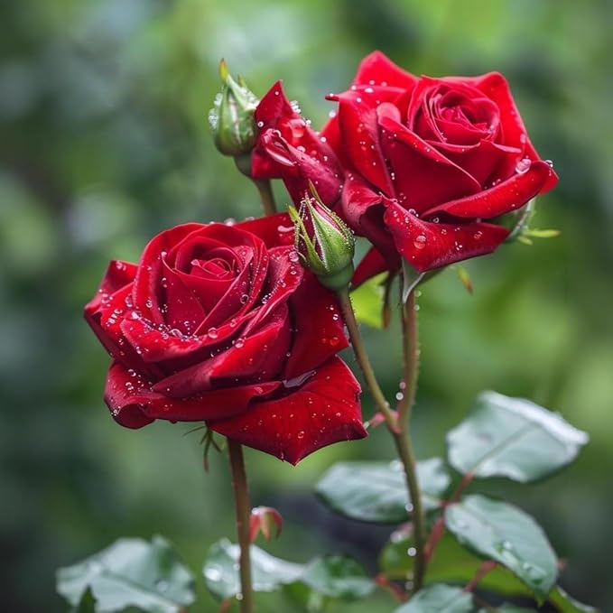 50 Red Rose Seeds for Planting – Heirloom Non-GMO Perennial Shrub Rosa Flowers, Classic Deep Red Garden Roses for Flower Beds, Borders and Decorative Landscape Design