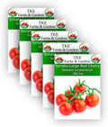TKE Farms - Large Red Cherry Tomato Seeds for Planting, 300 mg Approx. 100 Seeds, Solanum lycopersicun, Instructions Included, Qty 5