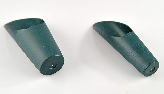 Home-X Set of 2 Soil Scoops - Mini Hand Scoops for Transplanting, Weeding, and Potting - Small Garden Scoop, Potting Scoopers, Bonsai Tool - Set of 2 Different Sizes 6½" x 2½" and 6¼" x 1¾" - Green