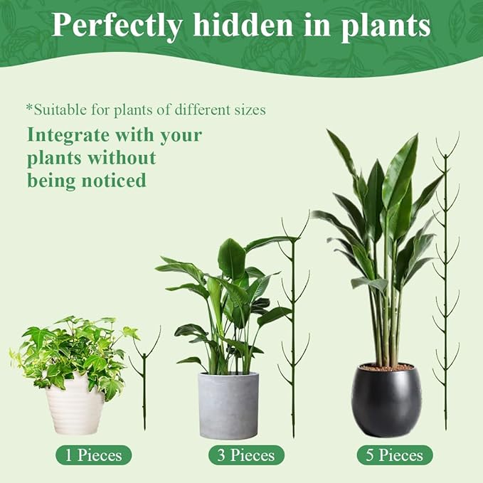 10 Pack Stackable Monstera Plant Support, 11 Inch Plant Support Stakes for Indoor & Outdoor Use, Plants Sticks for Vine Training & Stem Stabilization, Monstera, Pothos, Philodendron