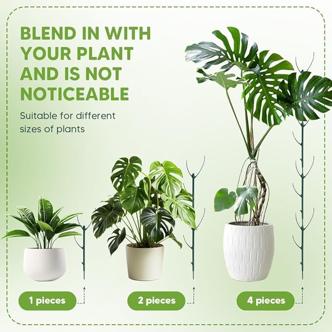 Stackable Monstera Plant Support, 10 Pack Garden Plant Support Stakes for Indoor Outdoor Plants Climbing Plant Support Structures Plant Holder Stick Moss Pole for Support Tall Potted Plants