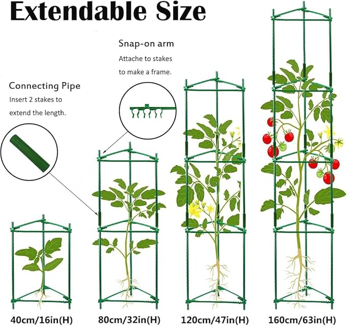 Orgrimmar 4 Pack Tomato Trellis & Cages, Plant Support Stakes for Outdoor Vertical Garden, Climbing Plants, Vegetables, Tomatoes, Cucumbers
