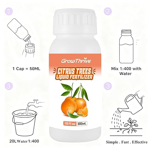 10oz Organic Citrus Probiotic Fertilizer - Natural Liquid Plant Food for Lemon, Fruit Trees & Vegetables - Promotes Root Growth & Green Leaves