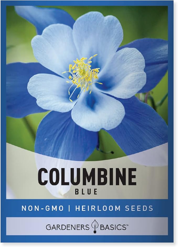 Gardeners Basics, Blue Columbine Seeds for Planting (Aquilegia Seeds) - Beautiful Blue Perennial Flower to Plant in Your Flower Garden Open Pollinated, Non-GMO