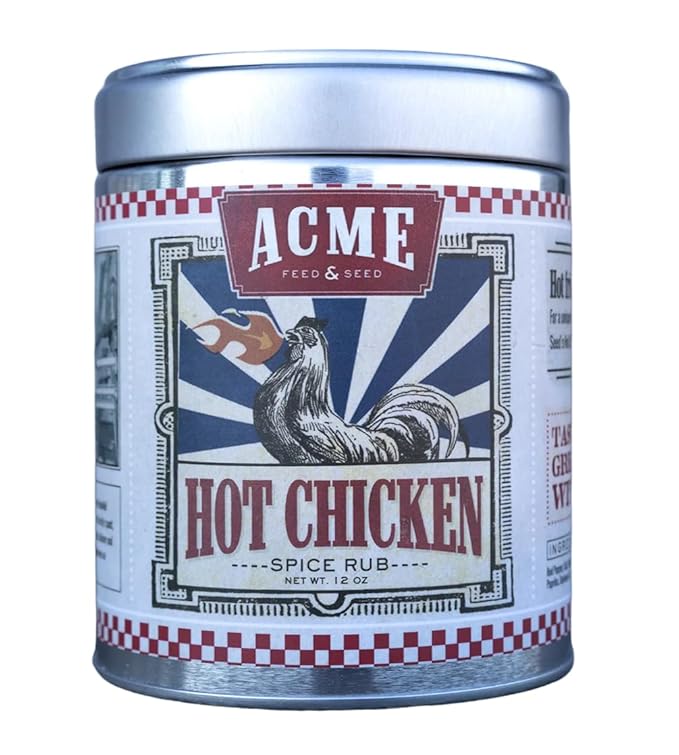 Acme Feed & Seed Nashville Hot Chicken Rub – 12 oz Tin – Authentic Spicy Southern Seasoning Blend – Gourmet Rub for Fried Chicken, Wings, BBQ, Grilling, Smoking & Home Cooking