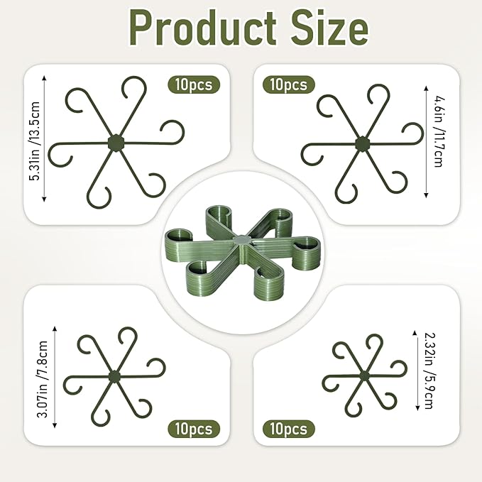 40PCS Forest Green Plant Stem Support, Invisible Stem Supports for Indoor Plants, Plastic Reusable Plant Support Clips, Indoor Plants Accessories