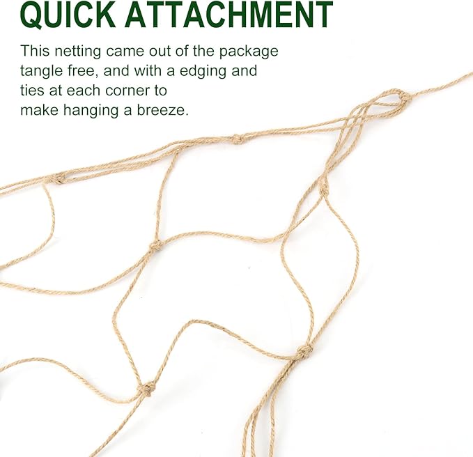 2 Pcs Plant Support Netting, Natural Jute Net, Garden Trellis Netting for Climbing Vining Plants(6.6 Ft x 9.8 Ft, 5.9 Inch Squares)