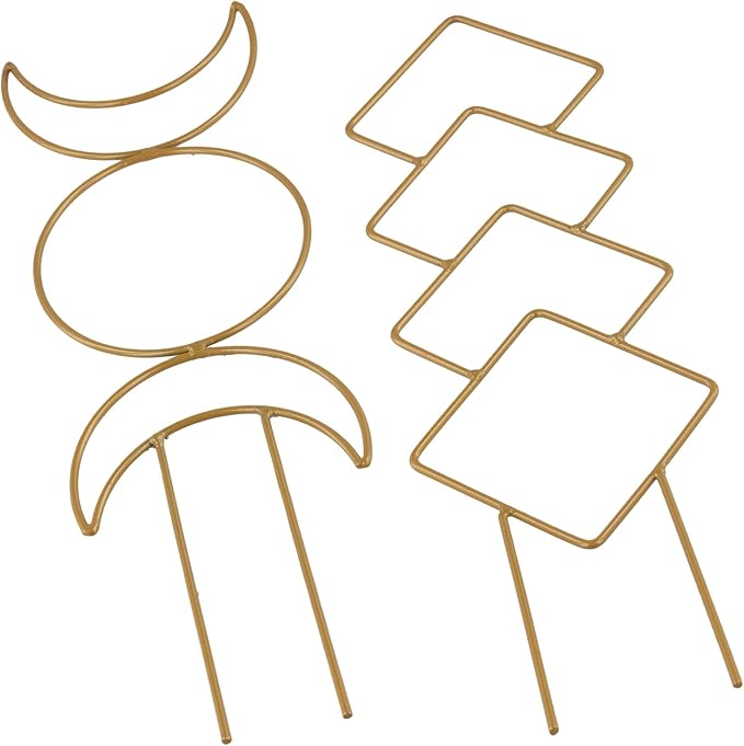 12 Pack Gold Plant Trellis for Potted Plant Indoor, Small Metal Trellis with 4 Different Patterns, Climbing Plant Support for Garden, Houseplant