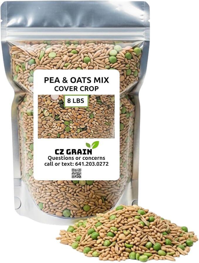Peas and Oats Cover Crop Seeds – Fast-Growing Soil Builder for Spring or Fall Planting (8 Pounds)
