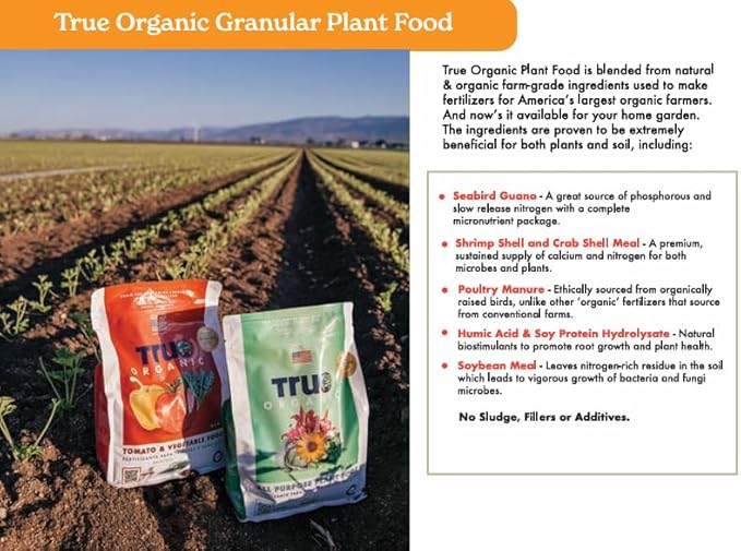 True Organic Herb & Leafy Greens Food – Organic Fertilizer for Abundant Herbs and Greens – 4lb Bag Covers 70 Sq. Ft.