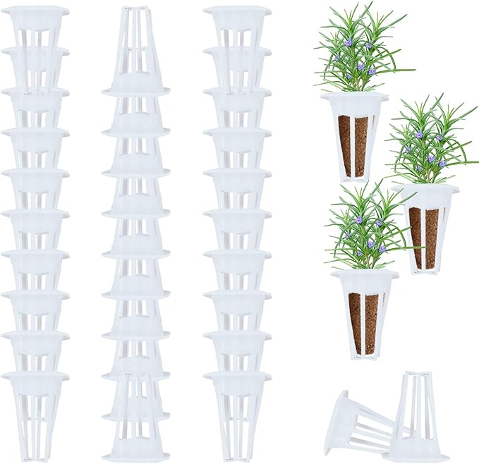 Square Grow Baskets Replacement Compatible with iDOO IG201 Hydroponics Growing System, Seed Pod Baskets for Indoor Herb Garden, Plant Grow Containers Fit Square Grow Sponges, 50 Pack, White