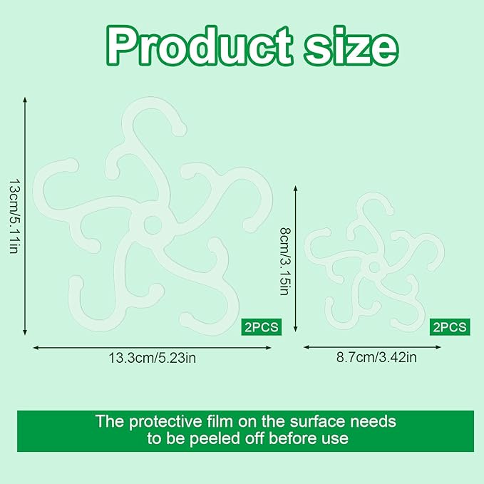 BOXOB 4pcs Plant Stem Support, 2 Sizes Climbing Houseplant Stem Holder Hook Monstera Support Plant Stabilizer for Indoor Outdoor Thriving Growth