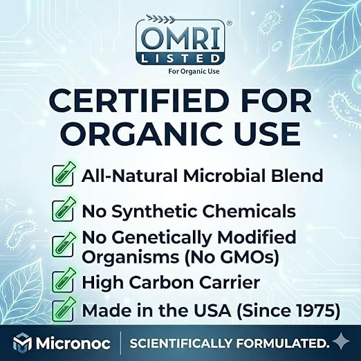 Mycorrhizal Fungi + Beneficial Microbial Blend – Seed Inoculant (8 oz) for Corn, Cotton, Soybeans, Guar, Cover Crops, Peas, Home Gardens & Flowers – OMRI® Listed