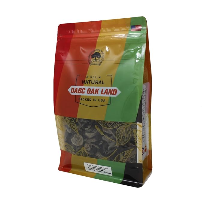 DABC OAK LAND Premium Dried Woodear Mushroom, Dried Black Fungus Shredded All Natural Vegan and Gluten-Free Rich in Fiber & Iron, Perfect for Cuisine, Soups, Stir-Fries 黑木耳 8 Ounce
