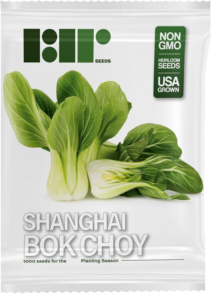 1000 Baby Bok Choy Seeds - Shanghai Green Stem - Heirloom Non-GMO Vegetable Seeds for Planting - AKA Pak Choi, Pok Choi, Chinese Cabbage