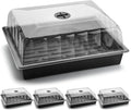 Leak-Proof Seed Starter Trays with 4" Humidity Dome & Drip Tray - 5-Pack Heavy-Duty Plastic Propagation Kit for Herbs, Microgreens, Indoor Gardening, Durable Reusable Plant Growing Trays