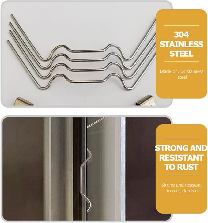 50 Sets Stainless Steel Greenhouse Glass W Wire Clips and Z Overlap Fixing Clamps for Glass Pane Support in Garden and Plant Germination Equipment