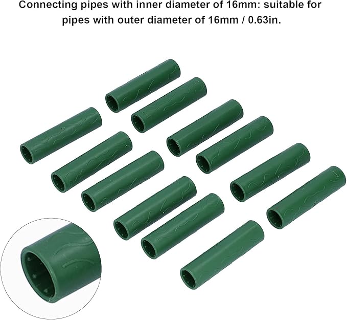 12PCS Plant Stake Connector, Garden Plant Support Stake Joint Connectors for Climbing Plants Frame Stakes Pipe Connector Set Material for Garden Trellis Frame Greenhouse Support Rod Holder
