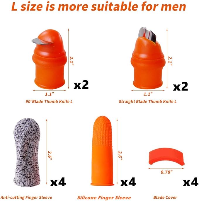 YBB 12 Pcs Gardening Silicone Thumb Knife Harvesting Tool, Separator Finger Plant Fruit Picking Knife Garden Tool (L)