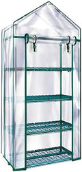 Solution4Patio 4-Tier Garden Mini Greenhouse Indoor/Outdoor Small Greenhouse Plant Shelves with Transparent PVC Thick Cover, Heavy Duty Frame, Double Zipper, 27 in. W x 19 in. D x 63 in. H